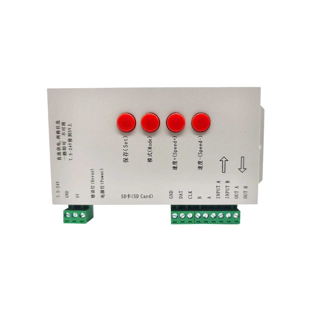 T1000S SD Card RGBIC LED Pixel Controller WS2801 WS2811 WS2812B LPD6803 LED Strip Matrix 2048 Pixels Program Controller DC5V-24V