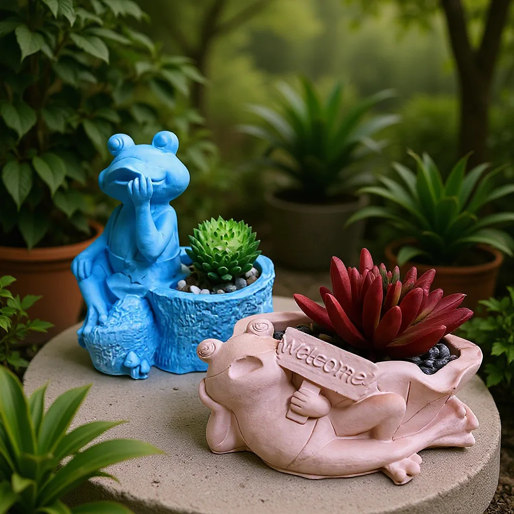 

Cute Animal Succulent Flower Pot Silicone Molds 3d Frog Stump Leaf-shaped Cement Plaster Potted Plaster Clay Cement Resin Molds