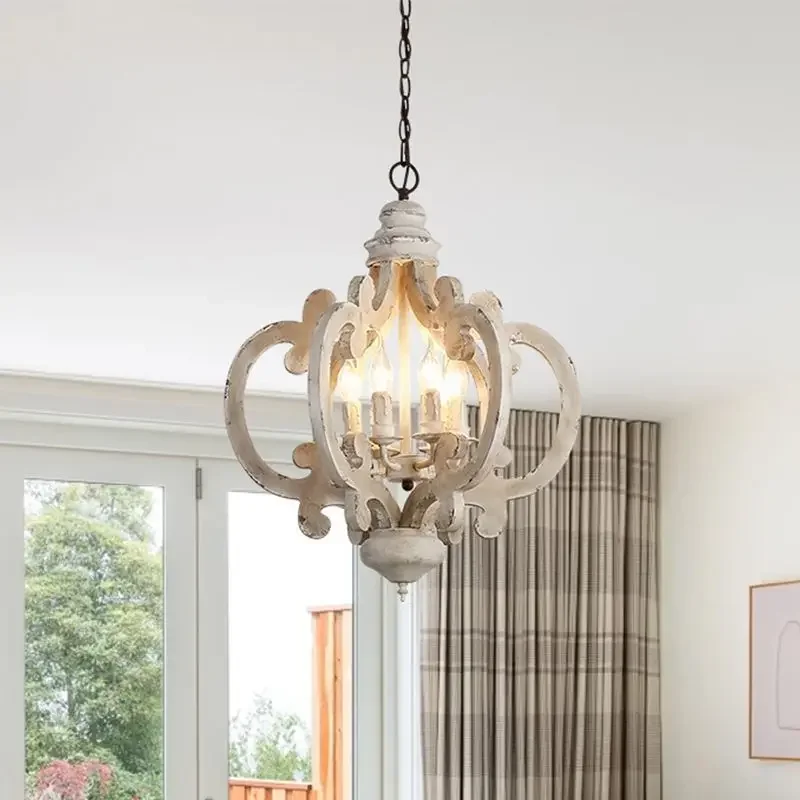 

Popular style Vintage Wooden Chandelier American Retro Ceiling Light for Living Room Bedroom Restaurant Decor