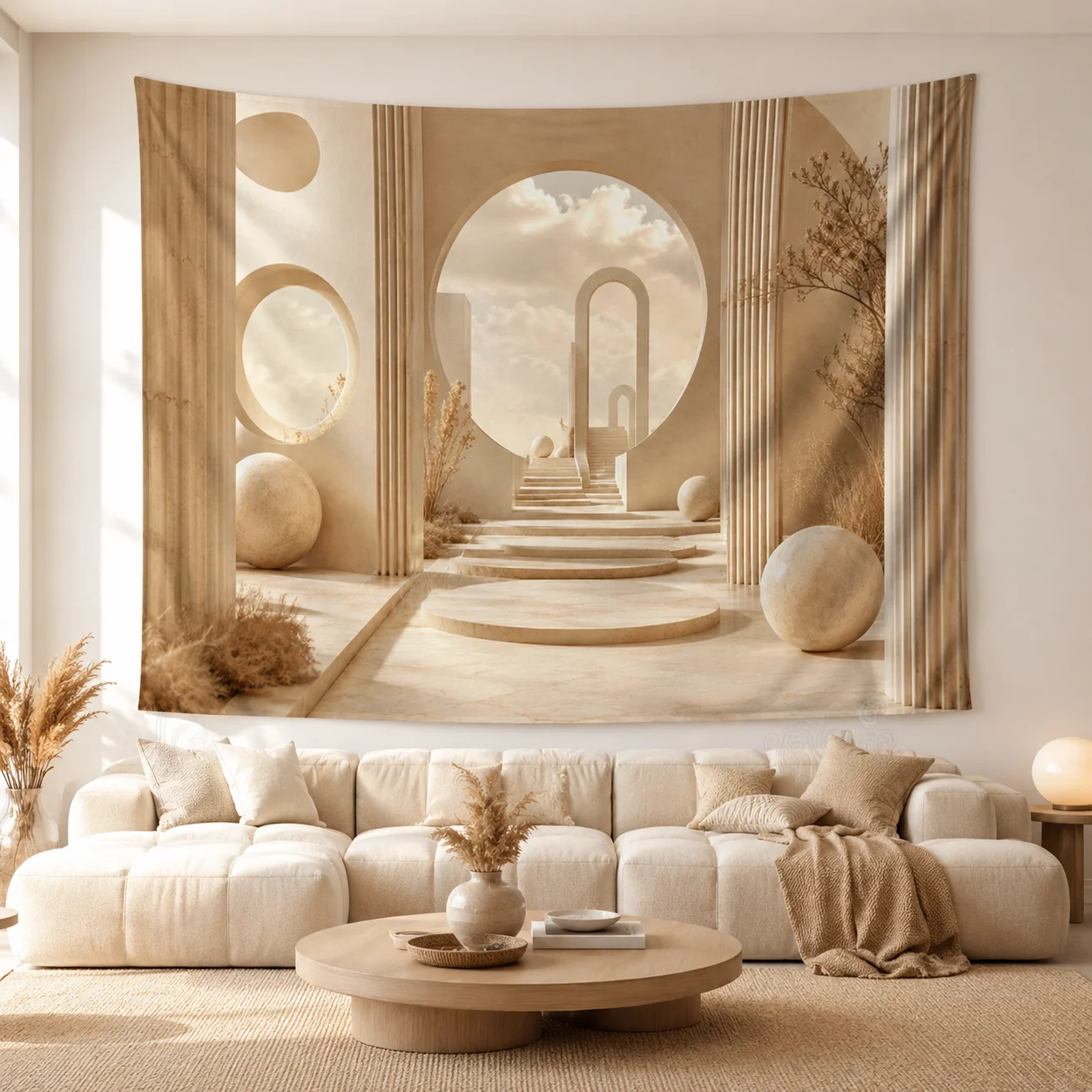 Modern Landscape Wall Tapestry Aesthetic Living Room Large Boho Tapestries Style Architectural Art Fabric Hanging Cloth