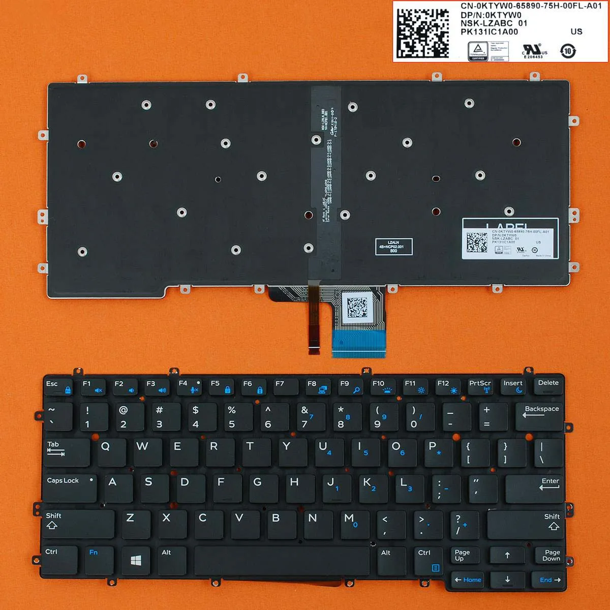 Us laptop Keyboard for DELL Latitude E7370 7370 13 7000 13-7370 with backlit backlight black