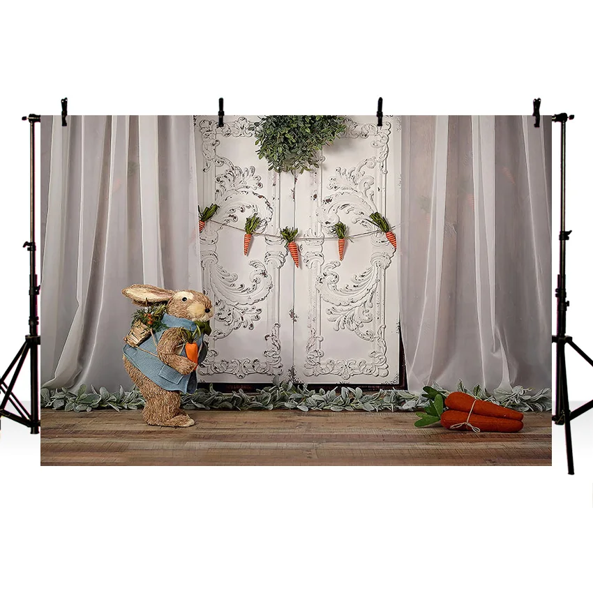 Mehofond Photography Backdrop Spring Easter Bunny Rabbit Baby Shower Portrait Background Chic White Wall Carrot Decor Photozone