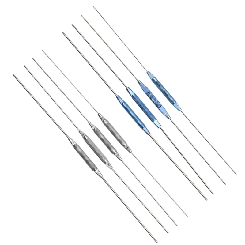 

GREATLH 4pcs/set Double Hended Lacrimal Passage Probe 5-6/7-8/9-10/11-12mm Flushing Lacrimal Probe Ophthalmic Tools Autoclavable