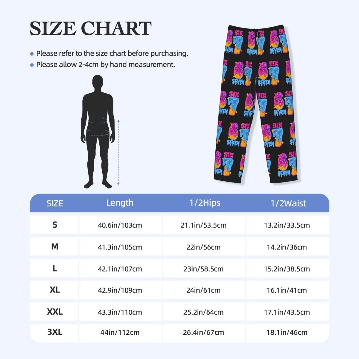 Custom 67 Six Seven Brainrot Pajama Pants for Men Ice Cream Sleepwear Lounge Sleep Bottoms Stretch with Pockets view 5
