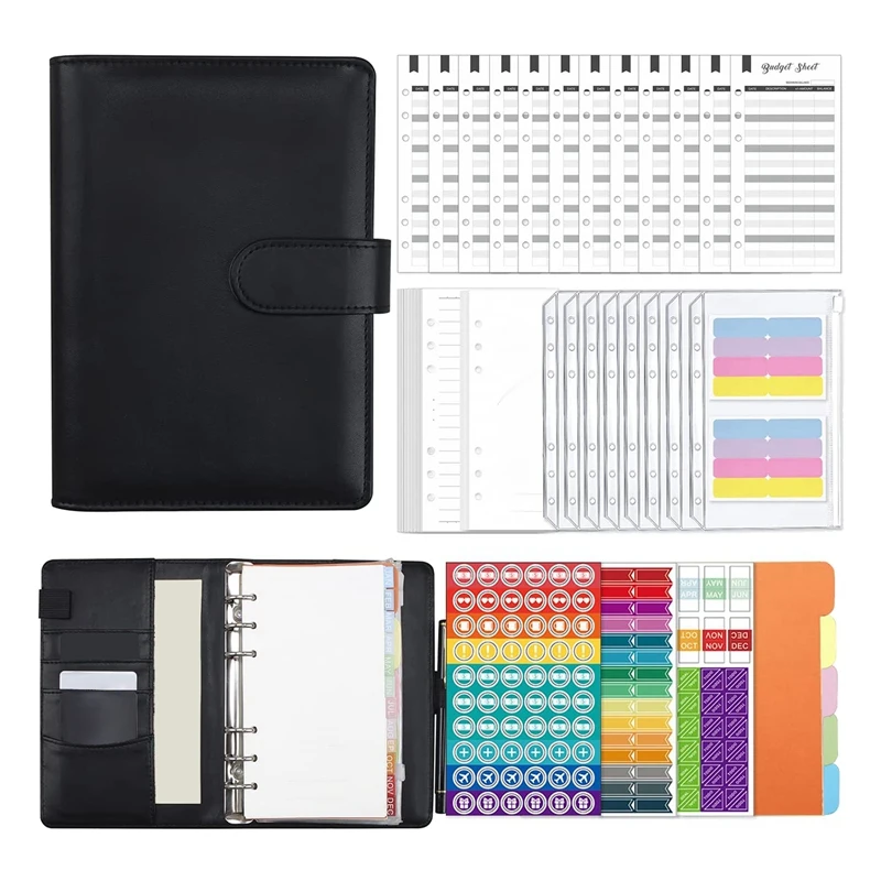 A6 Budget Binder With Zipper Envelopes & Cash Envelopes For Budgeting, Money Organizer Planner For Cash