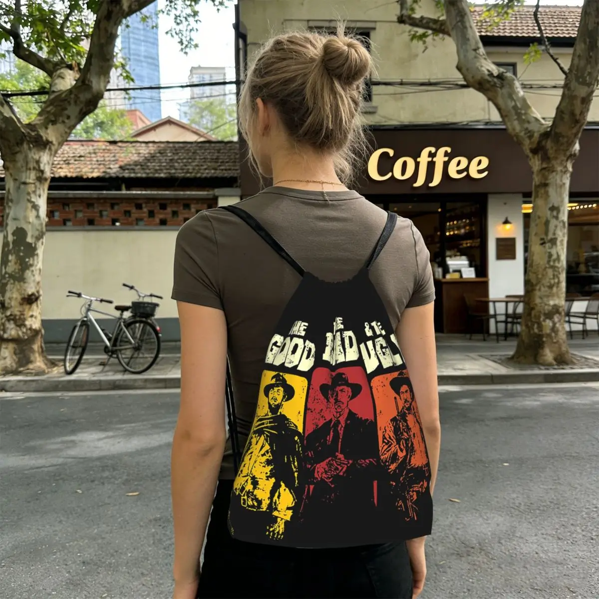The Good The Bad And The Ugly Clint Eastwood Backpacks Casual Drawstring Bags Storage Bag Book Bags for Man Woman Students