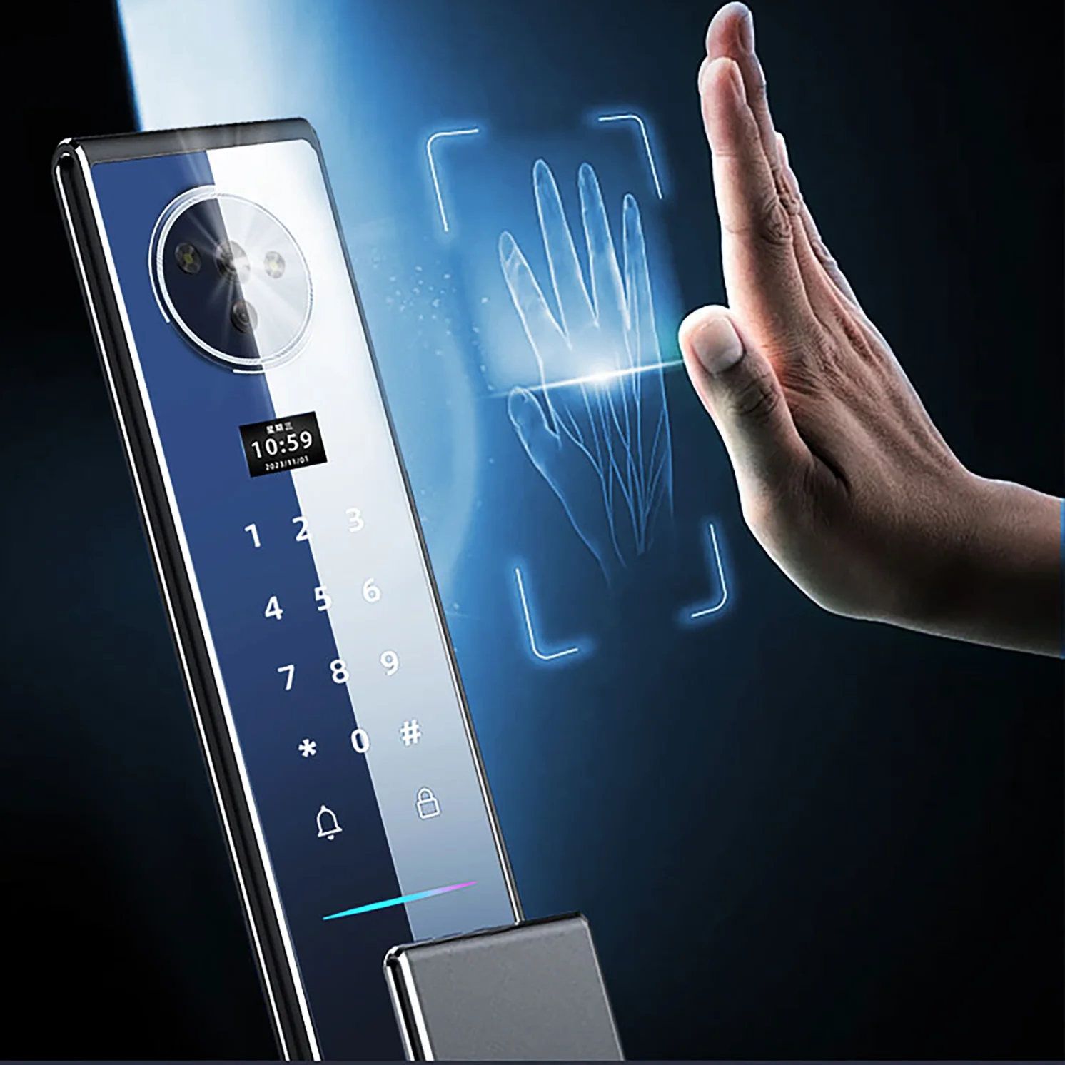 001 Intelligent Face Recognition Smart Door Lock Palmprint Fingerprint Fully Automatic Smart Lock