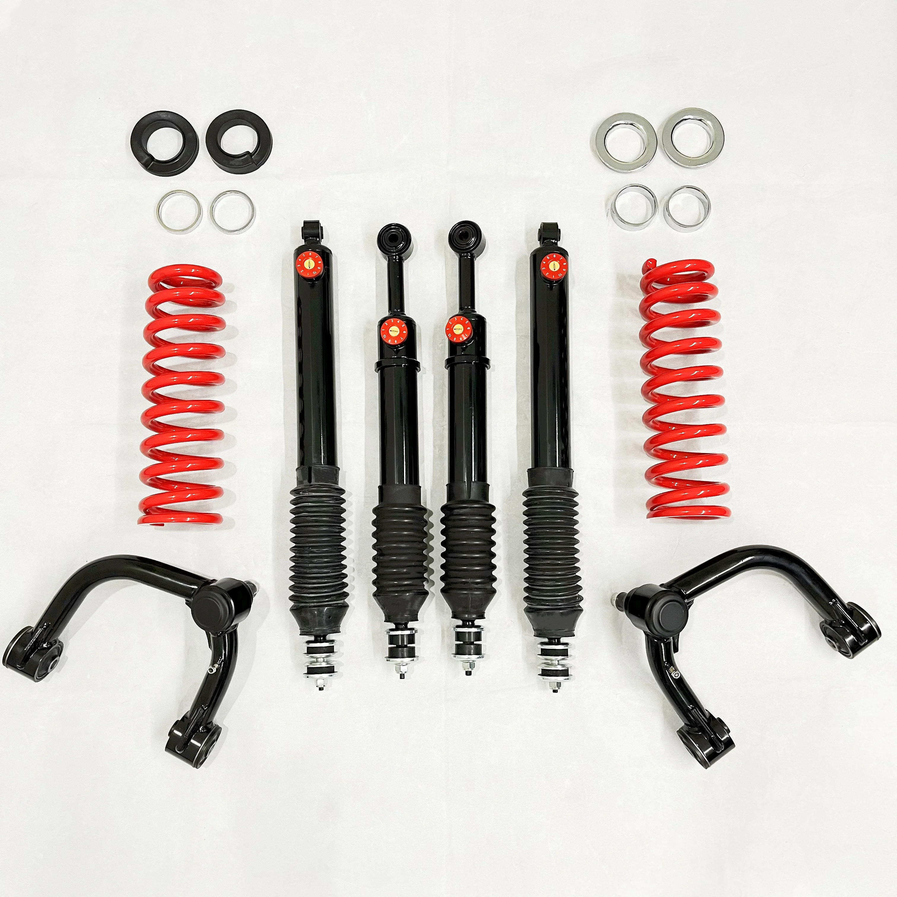 ชุดโช้คอัพปรับระดับได้สำหรับรถออฟโรด 4x4 พร้อมสปริงแบบคอยล์ พร้อมแขนควบคุมด้านบน ชุดยกสูง 2 นิ้ว สำหรับรถทาโคมา รุ่นใหม่