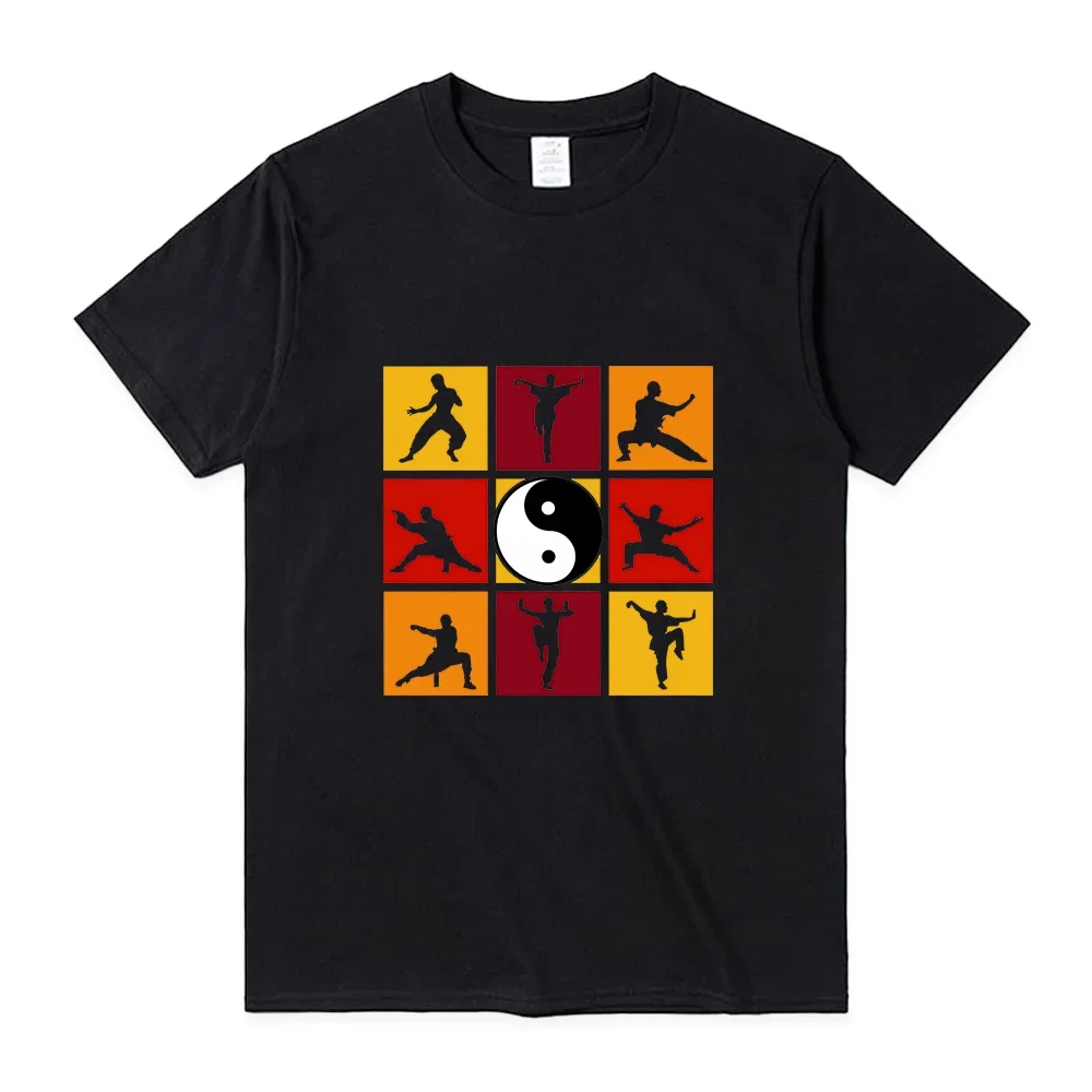 Chinese Style Tai Ji Kung Fu Eight Diagrams Martial Arts Print Men T-shirt Short Sleeve Women Tee Chinese Traditional Folk Tops