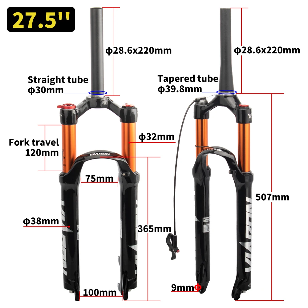 VIARON MTB Suspension Front Fork 26/27.5/29 Inch Magnesium Alloy Suspension Shock Straight Tube/TaperedTube Bicycle Accessories