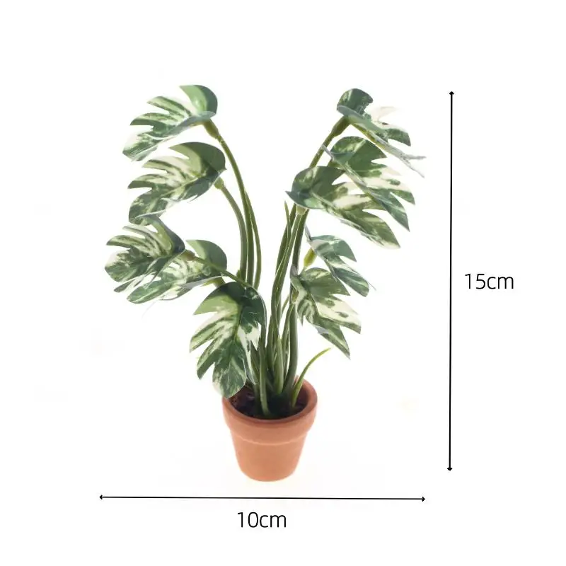 1/12 Domek dla lalek Symulacja Monstera Zielona Roślina Doniczkowa Model Akcesoria Meblowe do Dekoracji Domku dla Lalek Zabawka Prezent dla Dzieci do Udawania