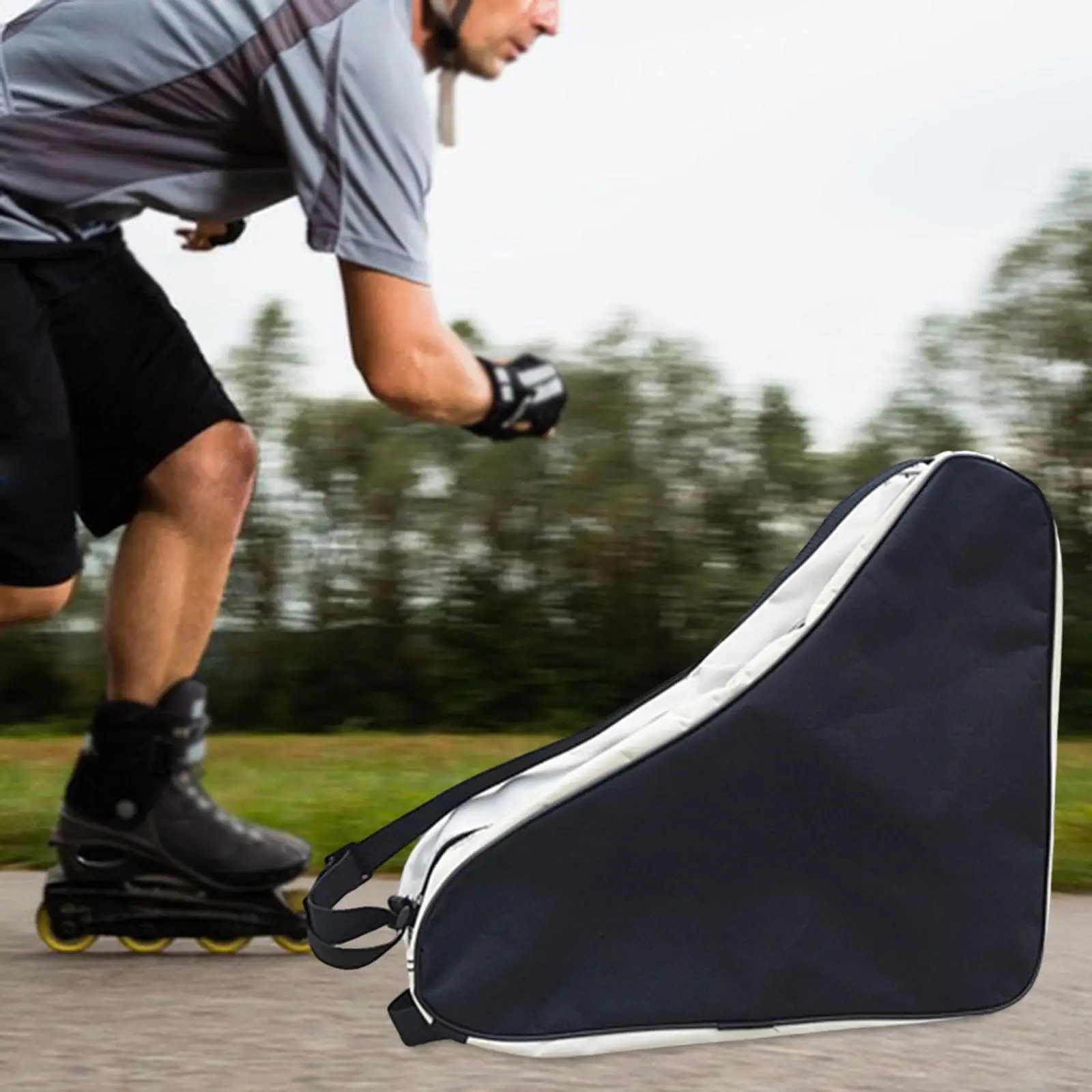 حقيبة تزلج دوارة مع حزام كتف قابل للتعديل، تخزين أكسفورد كبير مقاوم للماء للتزلج على الجليد والسفر والاستخدام في الهواء الطلق
