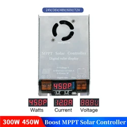 450W MPPT Solar Booster Controller 12V~50V Input Step-up Charging For 24V 36V 48V 60V 72V Lead-acid Gel LiFePO4 Lithium Battery