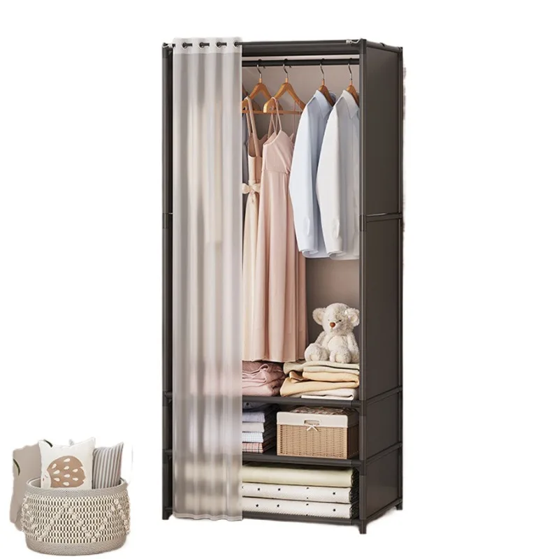 

Household bedroom storage hanging clothes dust wardrobe easy assembly