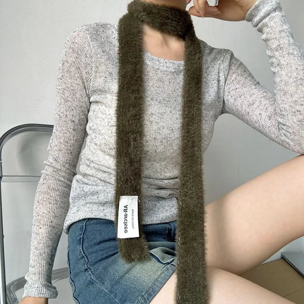 عادية بلون شال صوف Y2K خلع الملابس الديكور وشاح محبوك النمط الكوري الدفء الأوشحة الضيقة الطويلة في الهواء الطلق