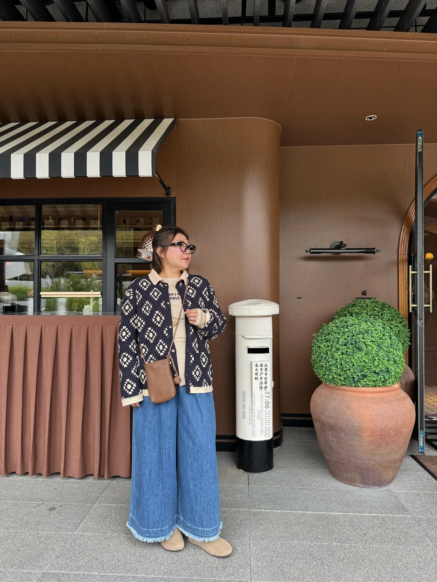 

Rose Sister plus Size Women's Autumnal Japanese Sle k Blue Collared Cotton Tead Lace Outerwear Loose Fit Long Sve