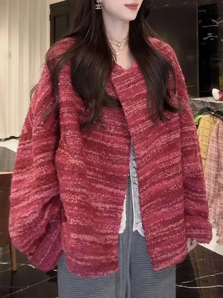 

Элитное шелковое пальто с эффектом утепления, цвета ягодной малины, с эффектом утяжки на талии, для женщин