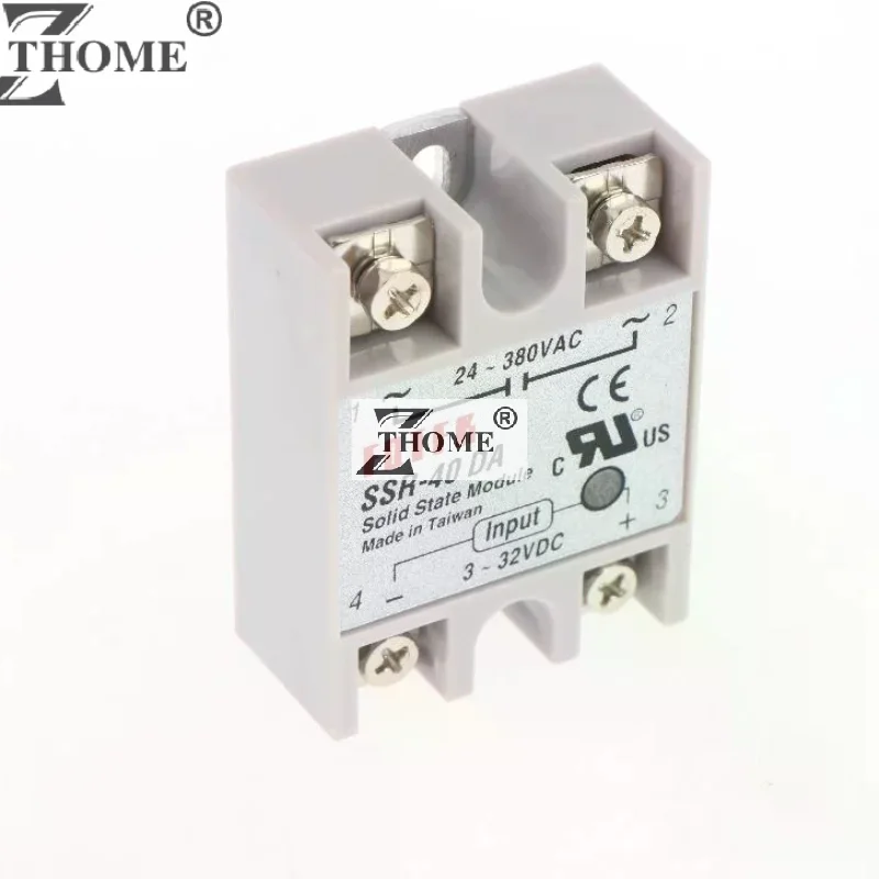 1Pcs DIY Accessories SSR-40DA Solid State Relay Module Contactless 40A 3-32VDC Single Phase 24-380VAC Load Control