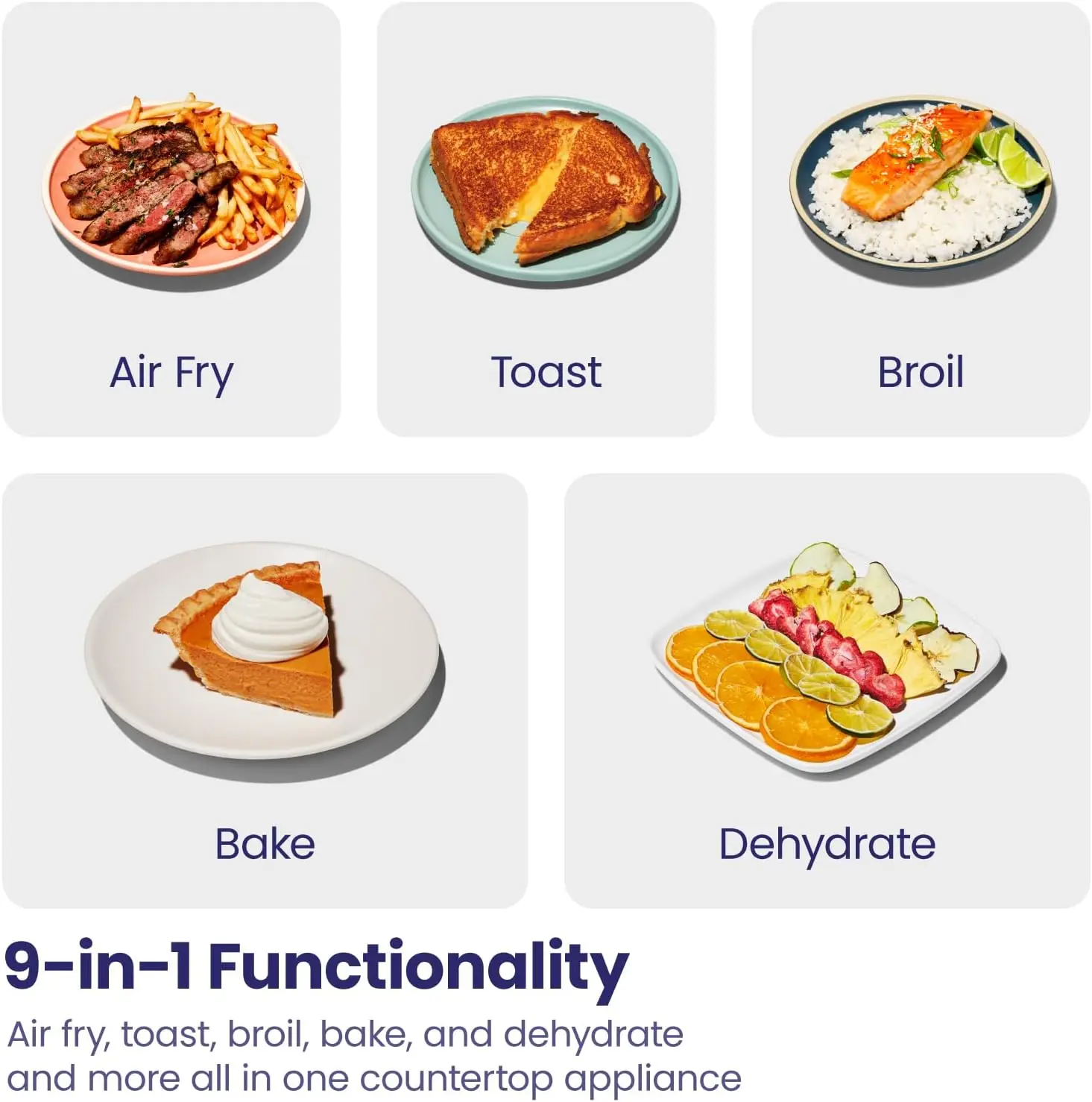 Air Fryer Torradeira Combo com Sonda Termômetro, Bancada de Convecção de Aço Inoxidável, Pizza 4 Fatias, 12 em 1, 10 em