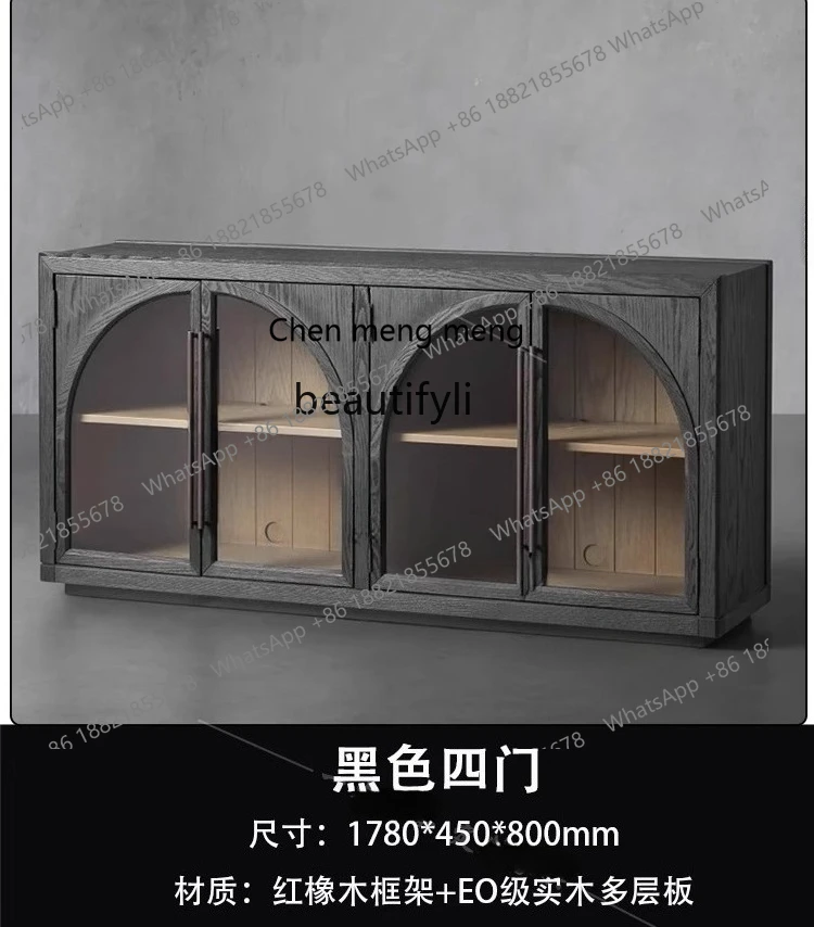 X  Solid wood TV cabinet Modern simple living room arch floor cabinet storage, light luxury dining side cabinet