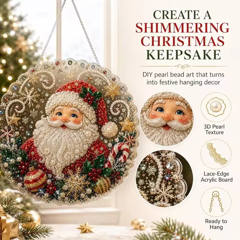 Art Craft Kits For Adults - Weihnachts-Perlen-Diamant-Malerei-Suncatcher-Set, 3D-Perlen-DIY-Bastelset für Erwachsene Anfänger, Acryl-Malbrett,