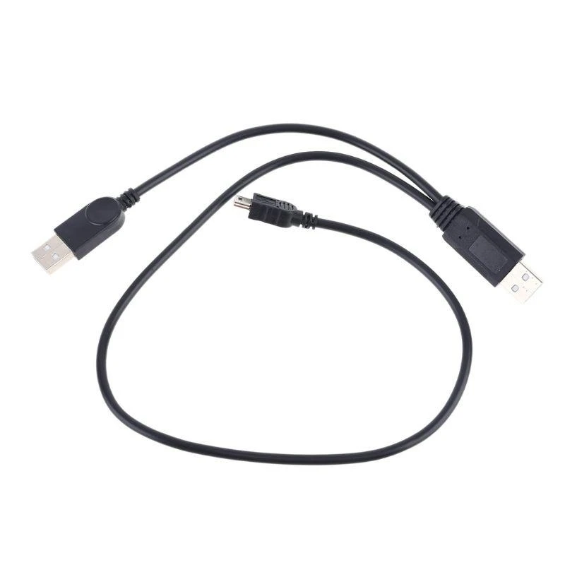 W89C Portable Data Cable USB to Mini USB Adapter Wire with Power Supply Function Data Cord for Computer Laptop Notebook 1pc