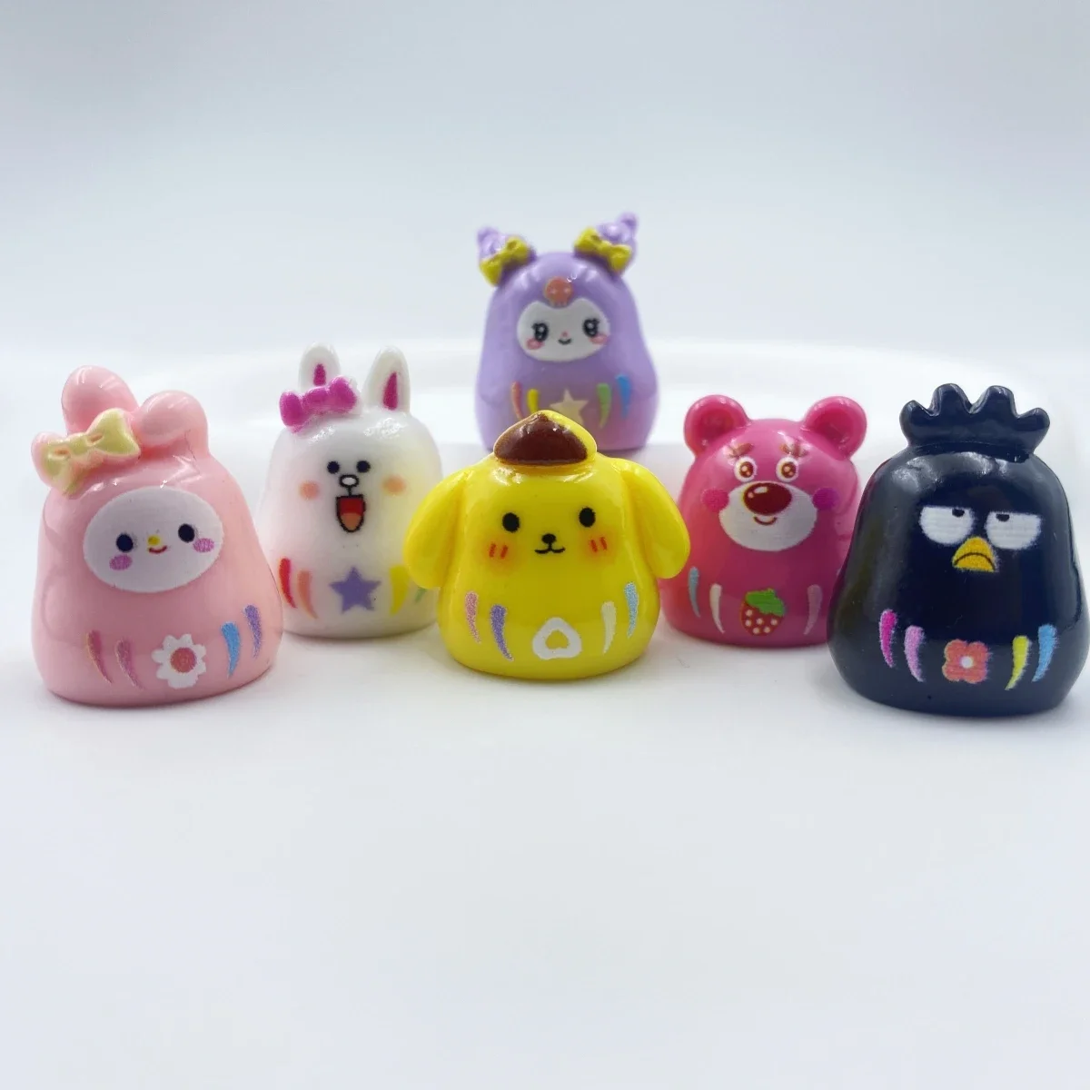 6PCS Cartoon Animal 3D Stereoscopic Resin Figurines DIY Scrapbook Bow Accessories Home Crafts