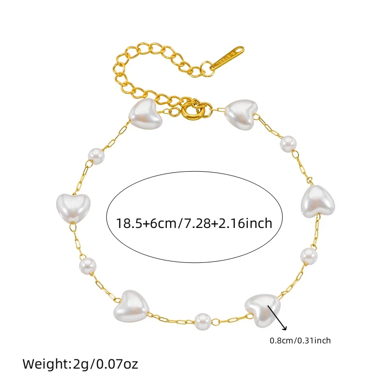 DIEYURO 316L Stainless Steel White Irregular Heart Pearls Necklace Bracelet Women New Trend Golden Love Non-fading Jewelry Set