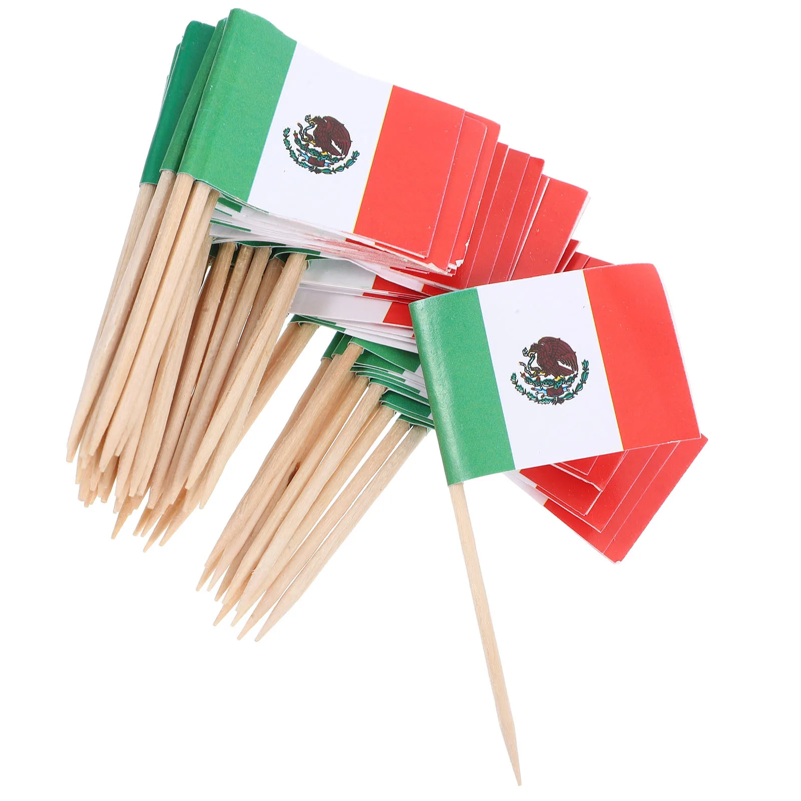 100 Uds. Decoración de selección de frutas, banderas de México, palillos de dientes para cóctel, adornos para magdalenas, aperitivos para fiestas, selecciones de bandera mundial, herramientas de Bar de cocina