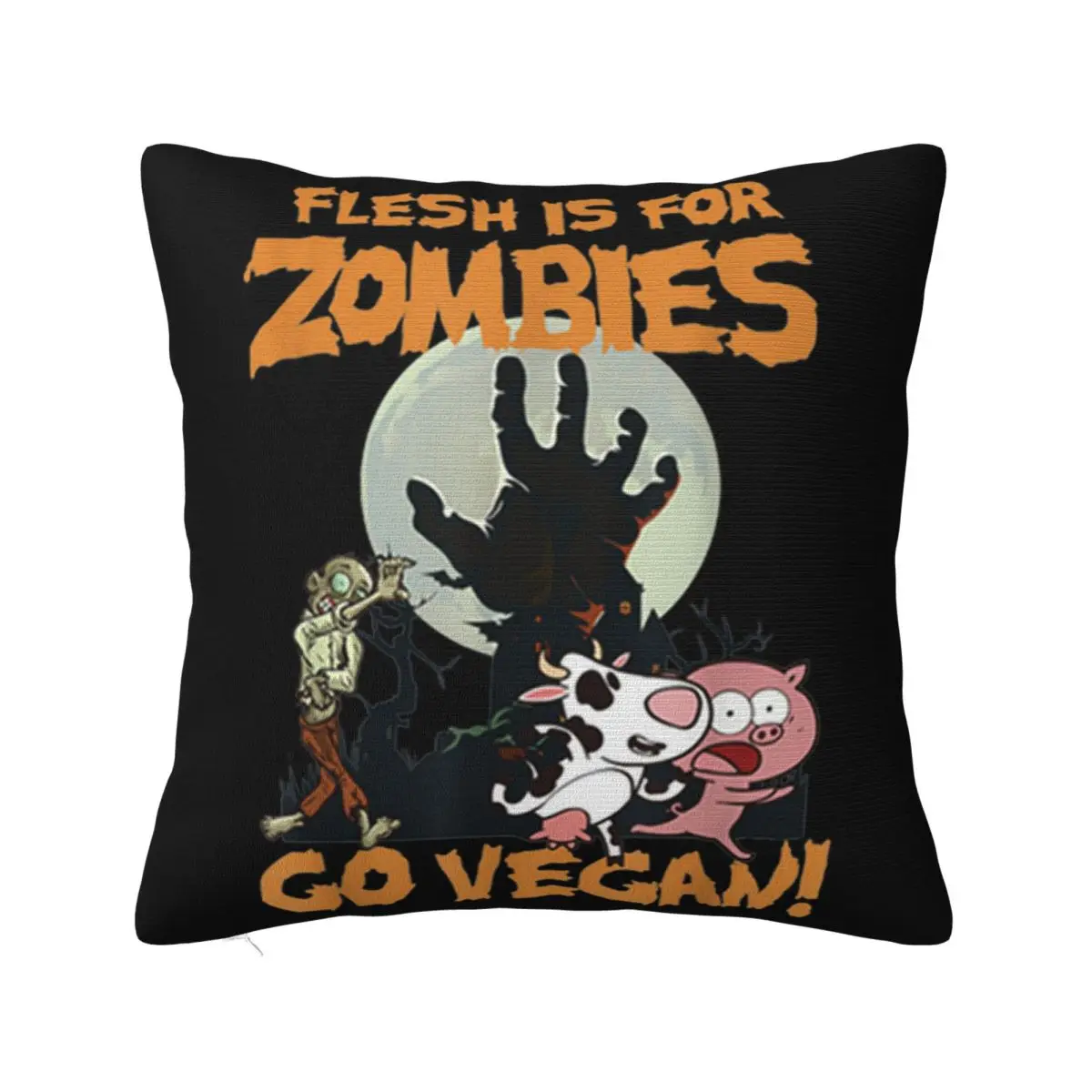 Beautiful Flesh Is For Zombies Go Vegan Halloween Halloween Creative Design Basic Cheap Price Pillow Case