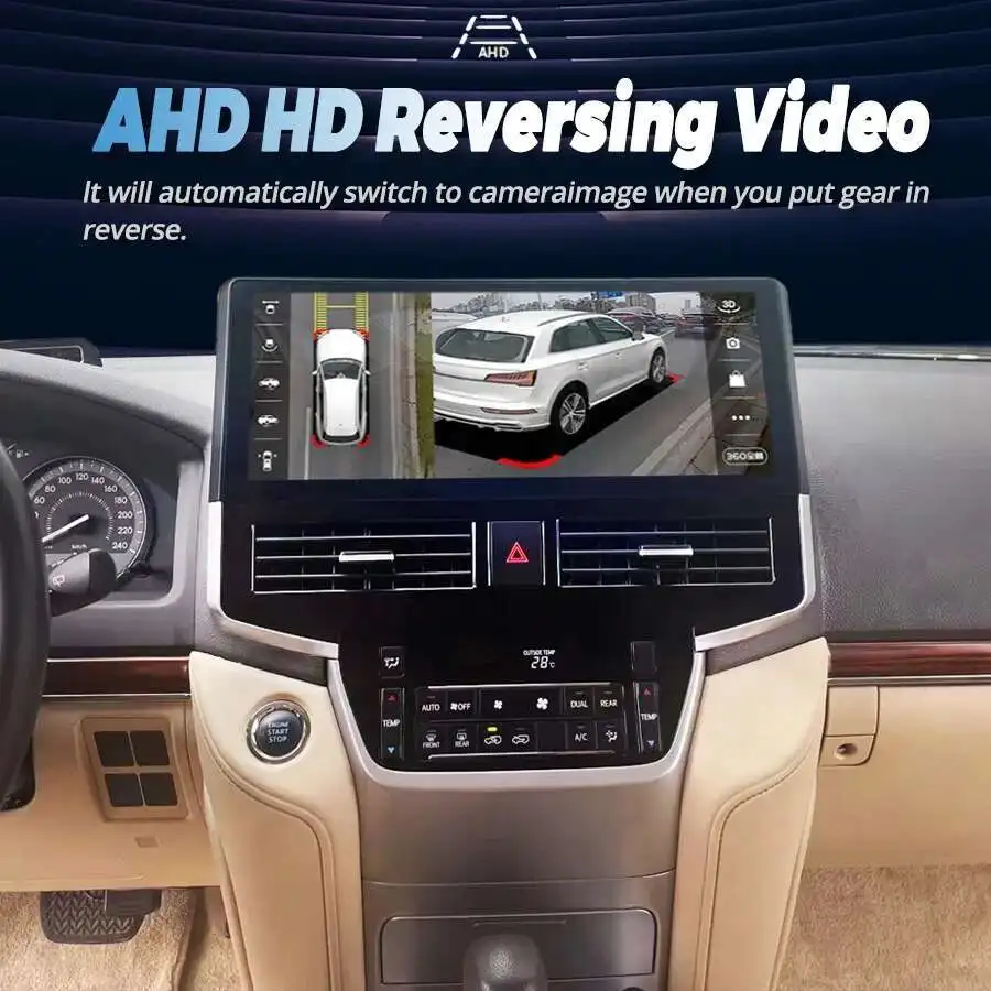 Para Toyota Land Cruiser 200 Radio de coche Android 13 Multimedia pantalla de 15 pulgadas LC200 2016 - 2019 navegación GPS reproductor CarPlay 128GB