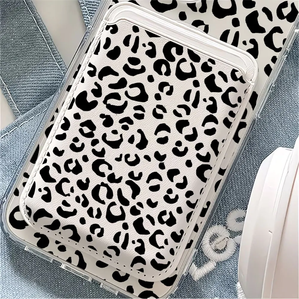 Black Leopard Print For Magsafe wallet Magnetic Card holder Phone Case For iPhone 17 16 13 16 15 12 14 Pro Max 16 14 Plus Cover view 4