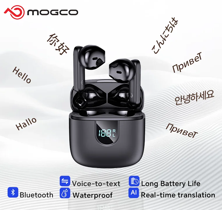A18 AI Translator Earbuds  164 Languages BT5.4  Noise Cancellation  HD Call   Touch Control  Waterproof