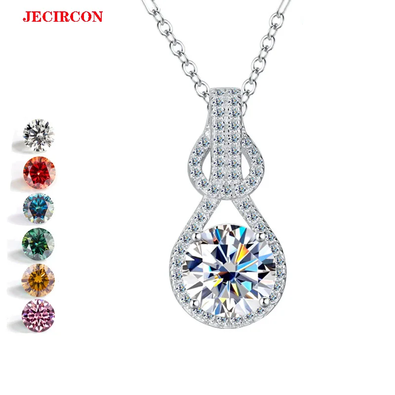 

Ожерелье JECIRCON из стерлингового серебра 925 пробы с цветным муассанитом, кулон в виде тыквы Pipa 1 карат и 2 карата, цепочка на ключицу, элегантные ювелирные изделия высокого класса