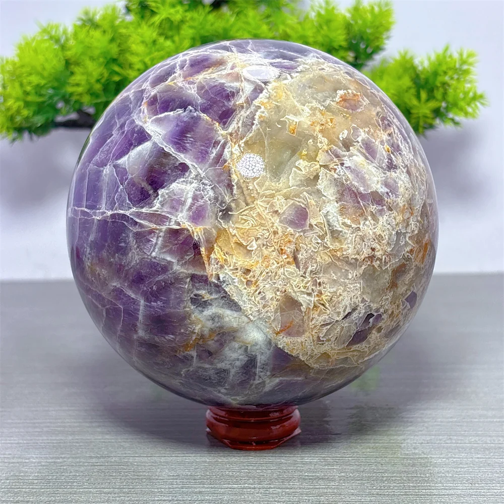 Dream Amethyst Sphere Natural Crystal Home Decoritems Room decor Luck Quartz Stone Garden Reiki Healing Energy Love Gifts+Stand