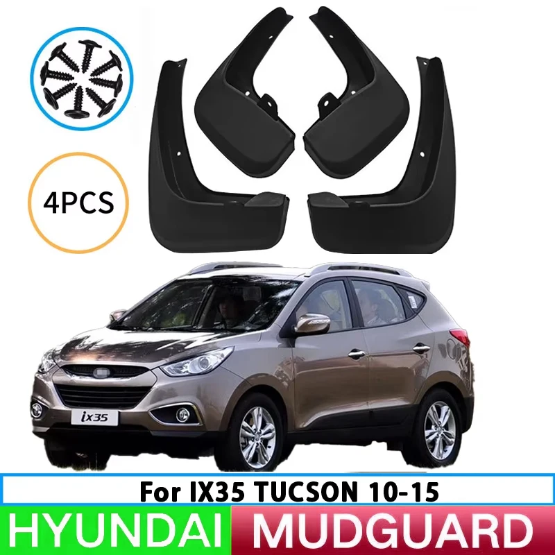 Mudslides and splash guards for front and rear wheels of Hyundai Tucson ix35 2010-2015 car tires.