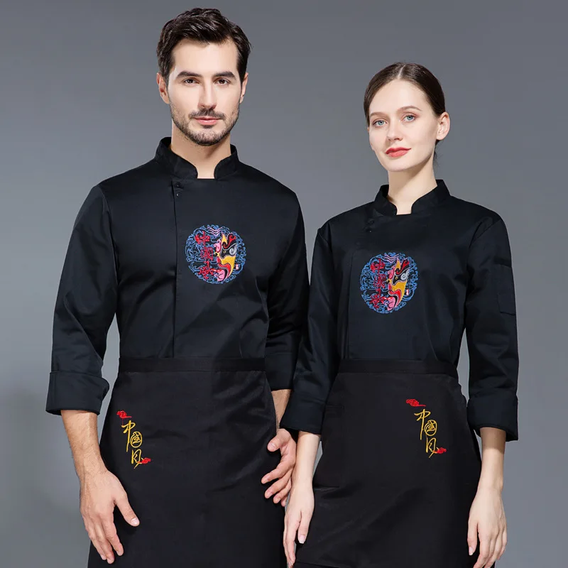 Hotel Chef Overalls Men's Women's Long Sleeves Autumn and Winter Clothes plus Fat Kitchen Summer Breathable Short Sleeve Che