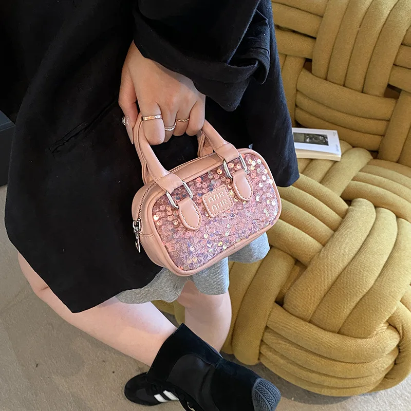 

2025 Glitter Mini Kids Briefcase Mother Daughter Bowling Bag Set Cute Crossbody Purse for Girls Sparkly Cosmetic Shoulder Bag