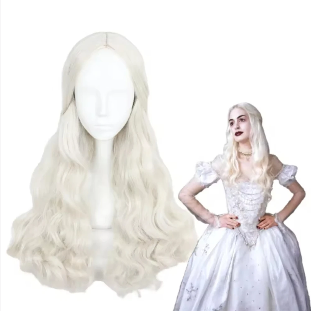 

Волнистый парик из синтетического волокна, термостойкий для аниме-вечеринки, косплея с длинными белыми волосами