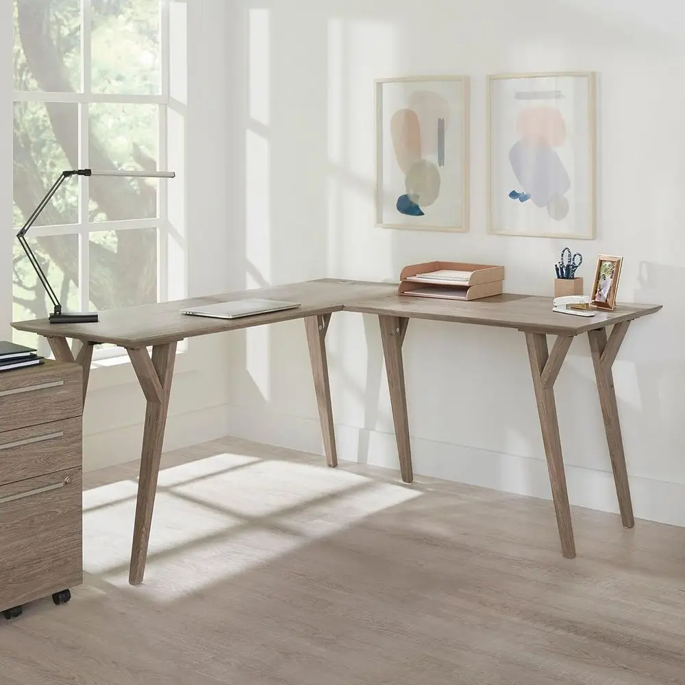 

Trezza 62" W L-Shaped Computer Desk, Light Oak