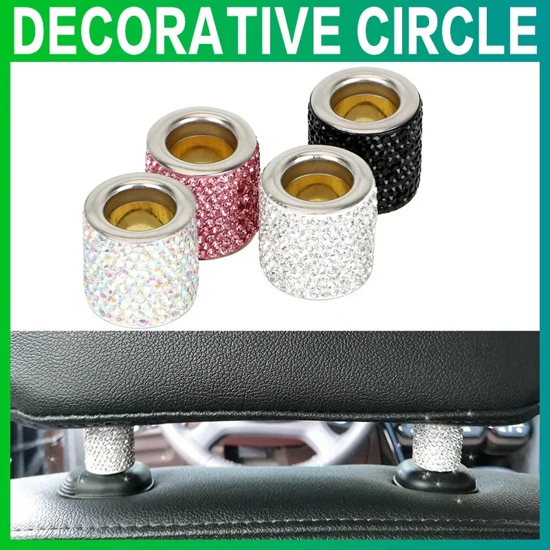 STONEGO Sitzstange Diamantring Auto-Styling Auto Ornament Bling Icy Crystal Autositz Kopfstütze Kragen Dekor Innenform