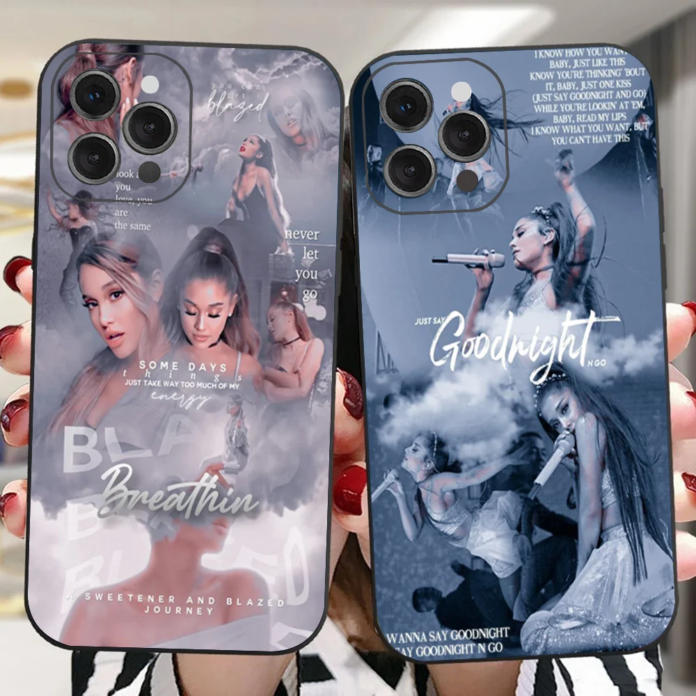 Singer Pop Star A-Ariana G-grande Phone Case For IPhone 16 15 14 13 Pro Max 11 12 Mini X Xs XR Se 2022 Black Silicone Cover