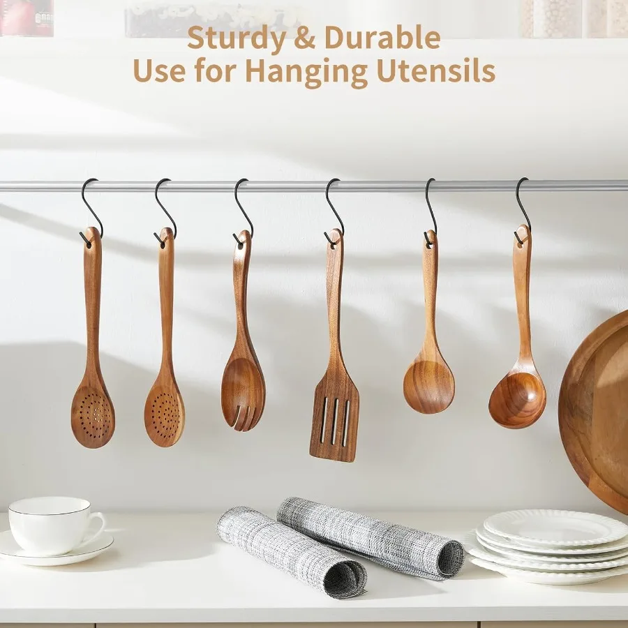 6 عبوات من خطافات شديدة التحمل 3.5 Ih خطافات معدنية سوداء لتعليق أدوات المطبخ وأواني الملابس وأكياس المناشف والنباتات