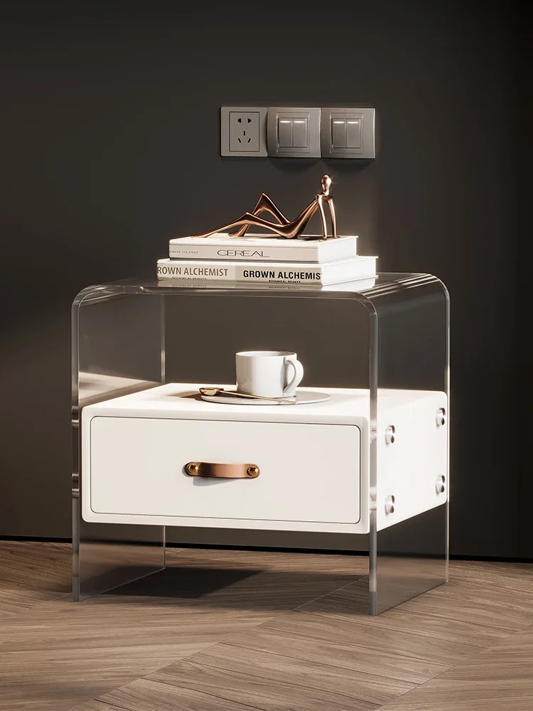 

Acrylic Nightstands Solid Wood Storage Multi Functional Corner Cabinet Furniture Bedroom Comfortable With Drawers Bedside Table