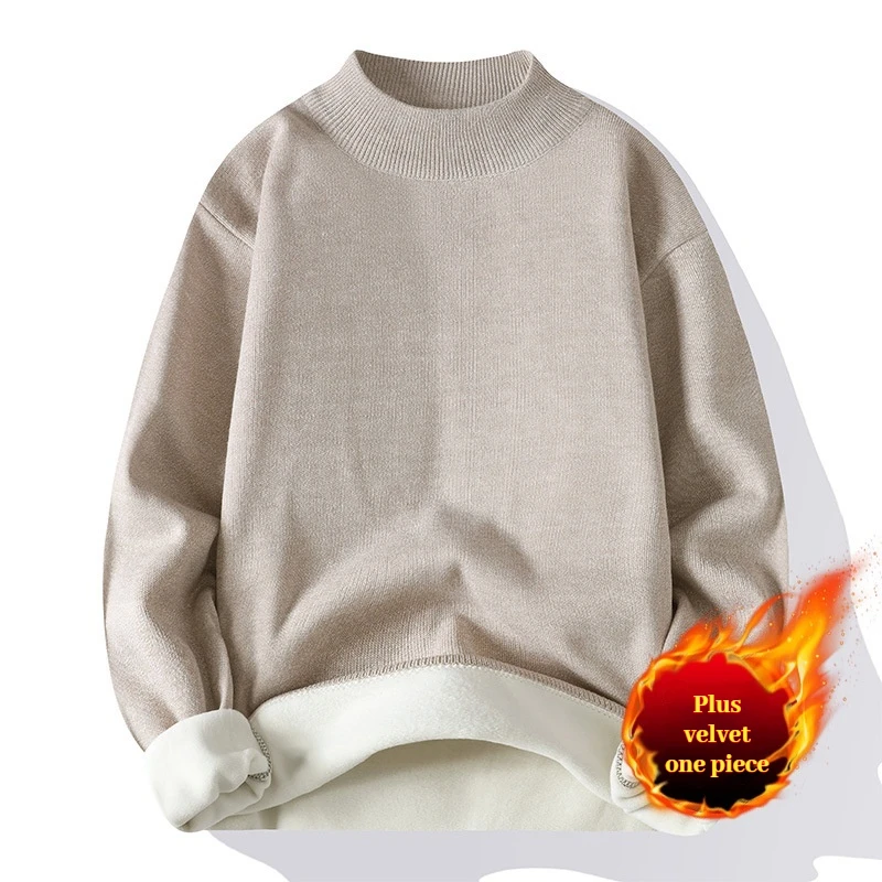 New Autumn and Winter Collection with Fleece Sweater for Men's Warm Top, Unisex Loose and Versatile Trendy Casual Sweater