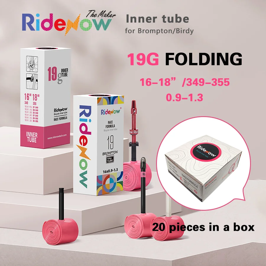 

RideNow sale by bulk 16/18inch foldingl Bicycle 19g TPU Inner Tube 349/355 0.9-1.3 Plastic / Alloy Valve Stem 28Piece Set