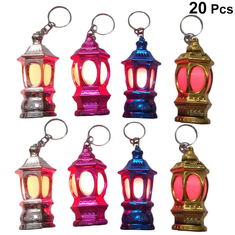 20pcs Portable Mini LED Keychain Lantern Design Key Chain Keyring Light Lamp Gift Lantern Ramadan Lantern Keychain(Random Color)