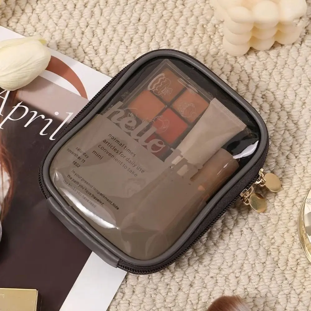 Transparent Cosmetic Organizer Pouch Multi-Compartment Portable Travel Cable Pouch Travel Touch-Up Makeup Bag