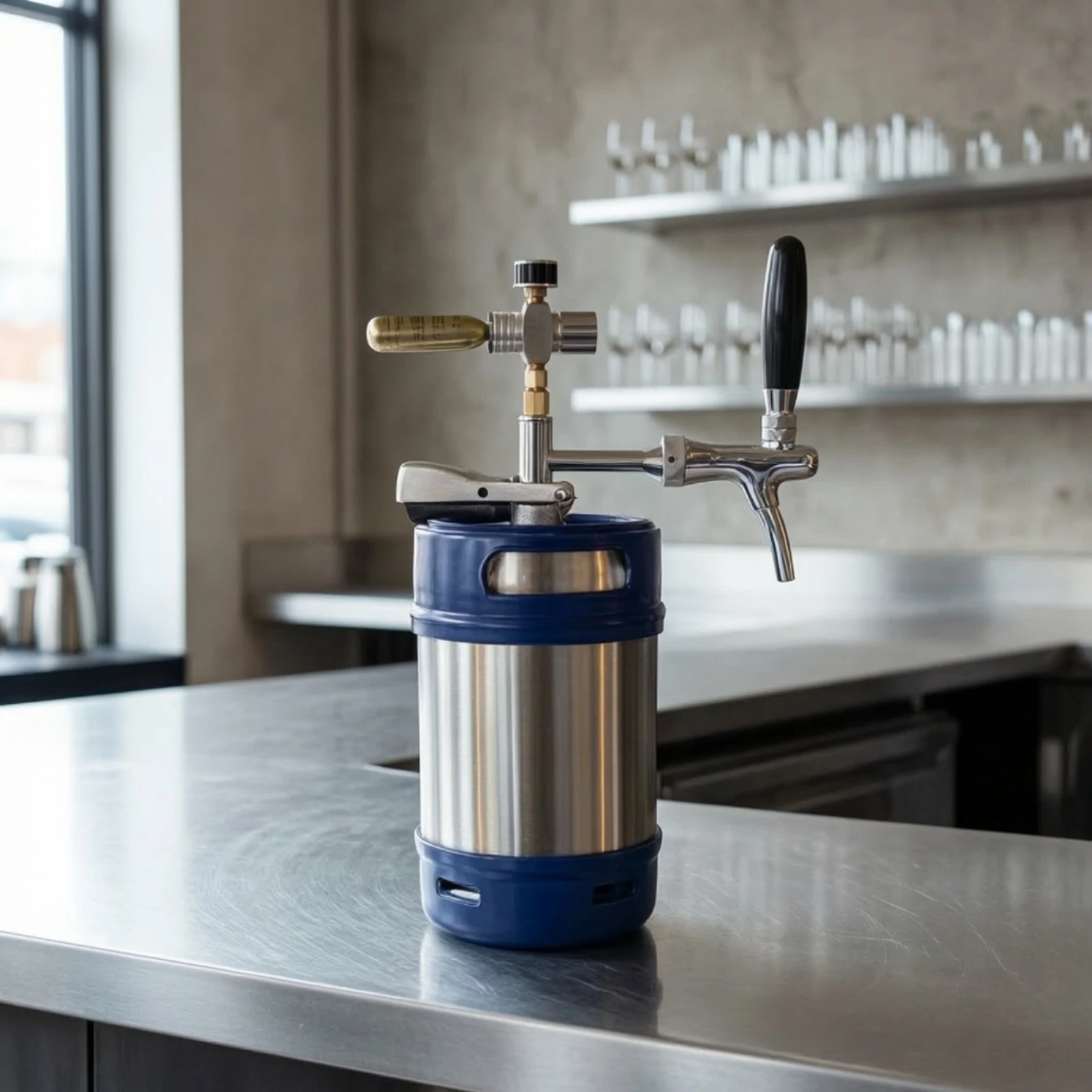 Keg Coupler with Tap Stainless Steel Beer Keg Dispenser Fitting Dispense Manual for Homebrewers, Home Bar, Parties