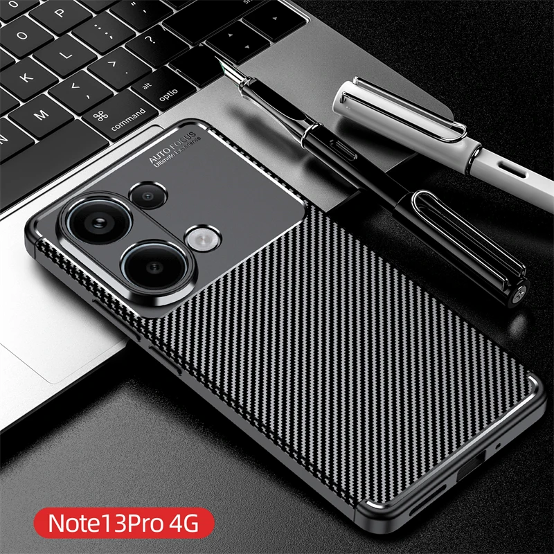 Carbon Fiber Cover For Redmi Note 13 Pro 4G Case Silicone Funda For Redmi Note 13 Pro 4G Thin Back Case For Redmi Note 13 Pro 4G